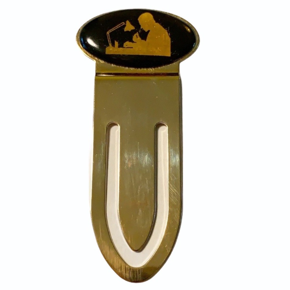 Vintage gold metal jeweler graphic bookmark